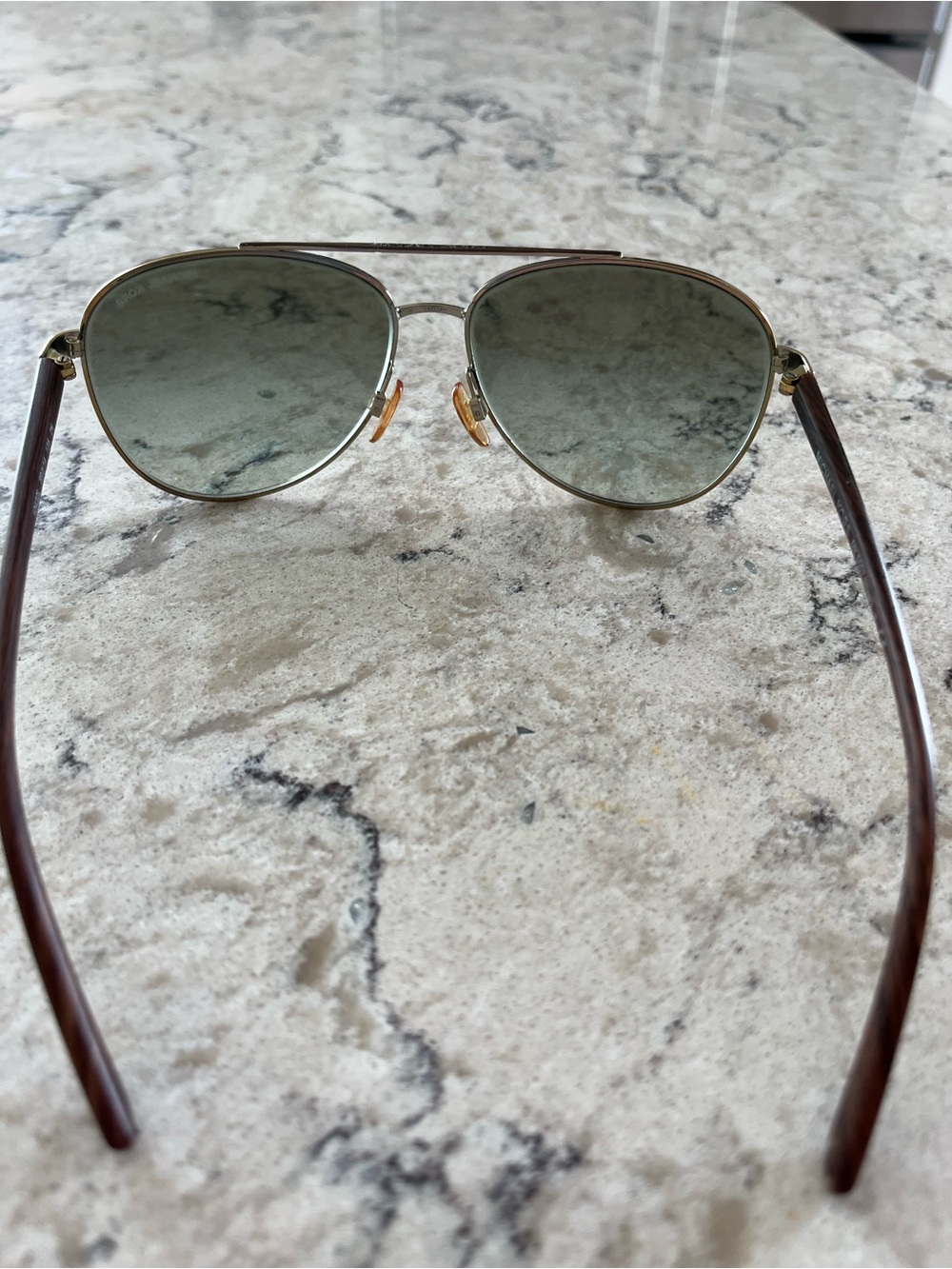 Michael Kors Brown and Gold Slim Aviator Sunglasses MK5007